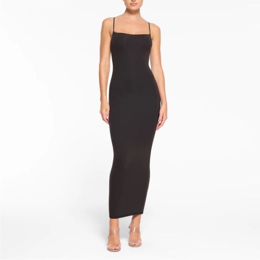 SKIMS Black Maxi Slip Dress w